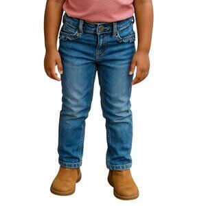 Cat & Jack Girls 5T Skinny Jeans Blue With Ruffle Pockets Adjustable Waistband